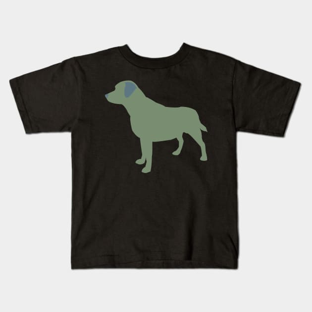 Labrador Silhouette -Green Kids T-Shirt by Issacart